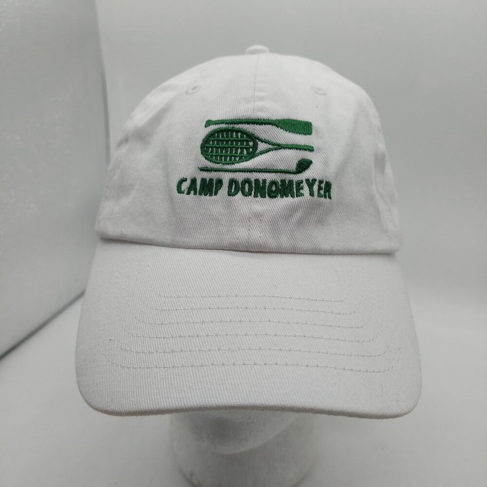 Camp Donomeyer Hat White Green Embroidered Buckle Strap